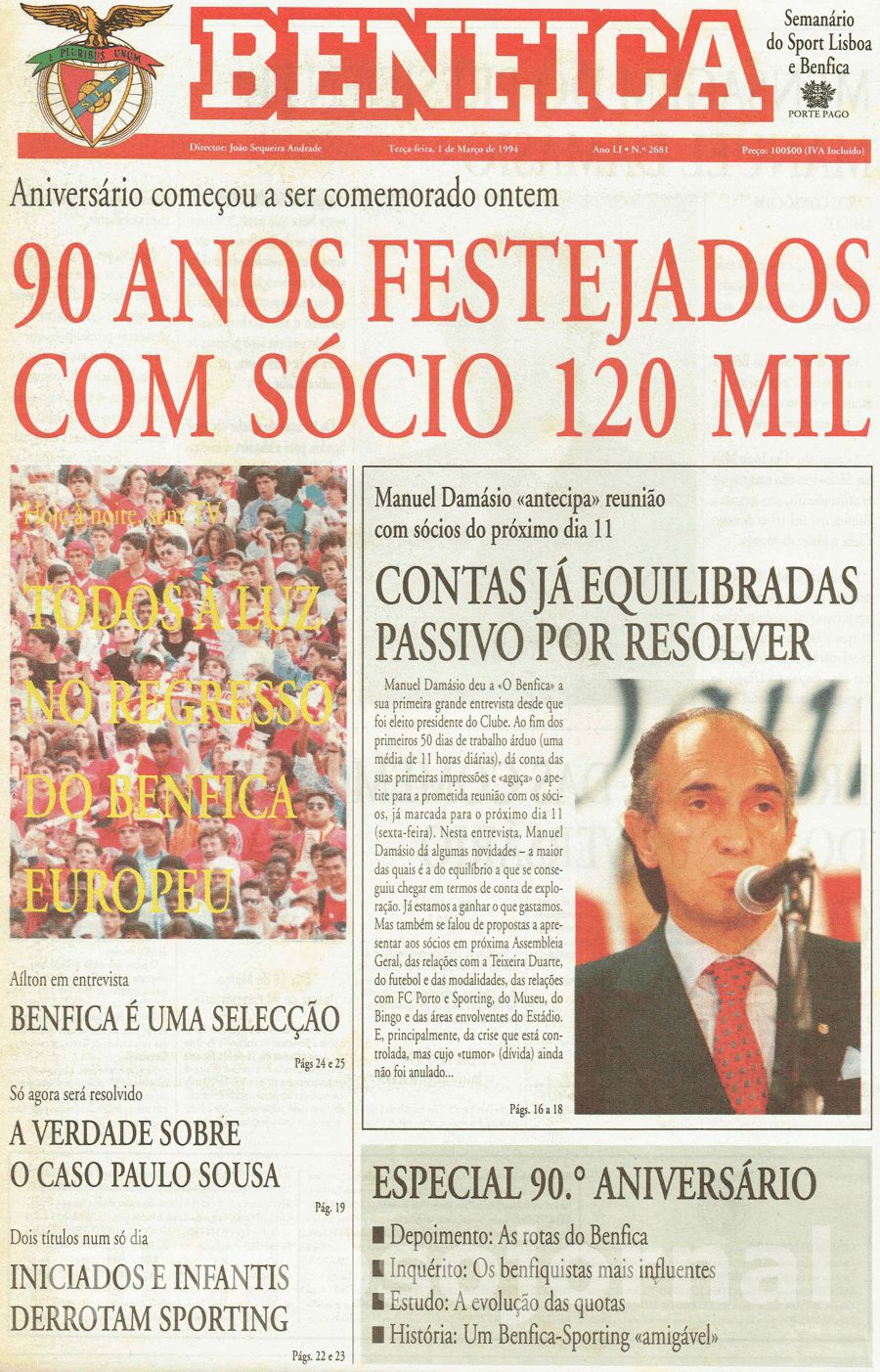 jornal o benfica 2681 1994-03-01